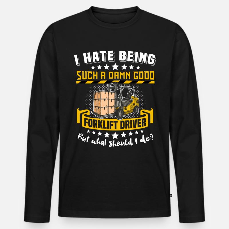 Staplerfahrer Stapler - Männer Premium Bio Langarmshirt - Schwarz