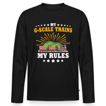 Gartenbahn Regeln Garteneisenbahn Spur G - Männer Premium Bio Langarmshirt - Schwarz - Vorne - Nico (187cm)