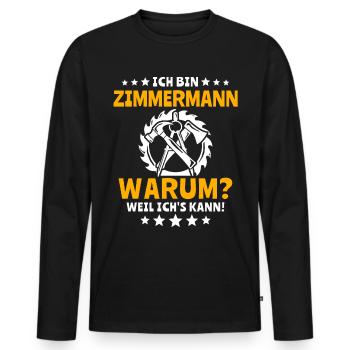 Zimmermann Zimmerer - Männer Premium Bio Langarmshirt - Schwarz - Vorne - Nico (187cm)