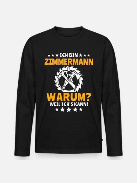 Zimmermann Zimmerer - Männer Premium Bio Langarmshirt - Schwarz