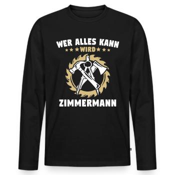 Zimmermann Zimmerer - Männer Premium Bio Langarmshirt - Schwarz - Vorne - Nico (187cm)