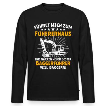 Baggerführer Bagger Baggerfahrer - Männer Premium Bio Langarmshirt - Schwarz - Vorne - Nico (187cm)