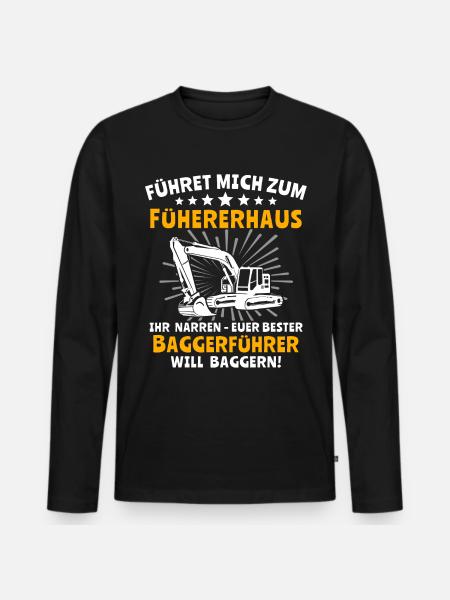 Baggerführer Bagger Baggerfahrer - Männer Premium Bio Langarmshirt - Schwarz