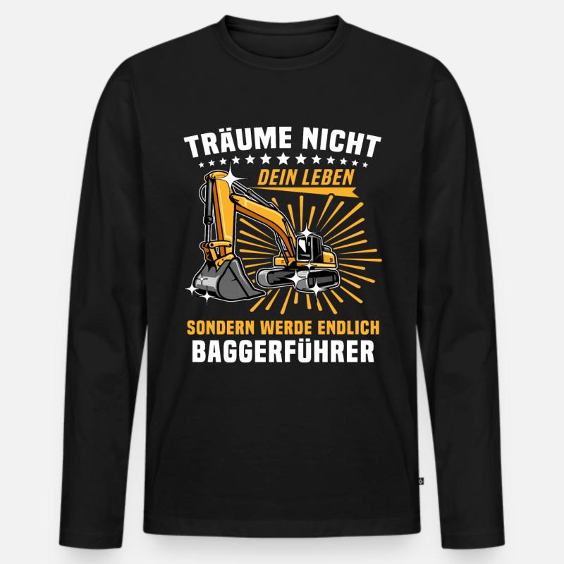 Baggerführer Bagger Baggerfahrer - Männer Premium Bio Langarmshirt - Schwarz