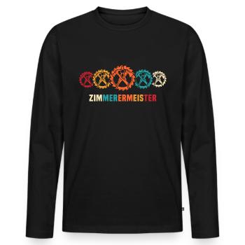 Zimmermann Zimmerleute Zimmerer - Männer Premium Bio Langarmshirt - Schwarz - Vorne - Nico (187cm)