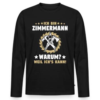 Zimmermann Zimmerleute Zimmerer - Männer Premium Bio Langarmshirt - Schwarz - Vorne - Nico (187cm)