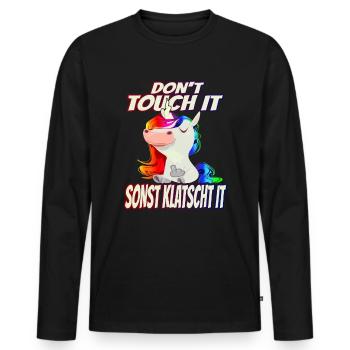 Don't Touch it sonst Klatscht it - Regenbogen - Männer Premium Bio Langarmshirt - Schwarz - Vorne - Nico (187cm)