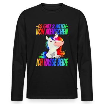 Es gibt 2 Arten Menschen Ich Hasse beide - Männer Premium Bio Langarmshirt - Schwarz - Vorne - Nico (187cm)