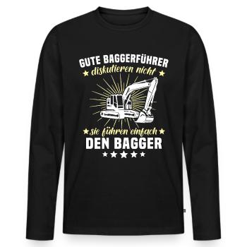 Bagger Baggerfahrer - Männer Premium Bio Langarmshirt - Schwarz - Vorne - Nico (187cm)