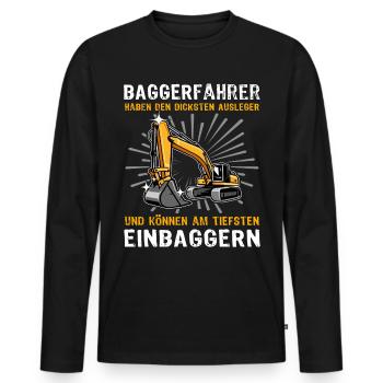 Bagger Baggerfahrer - Männer Premium Bio Langarmshirt - Schwarz - Vorne - Nico (187cm)