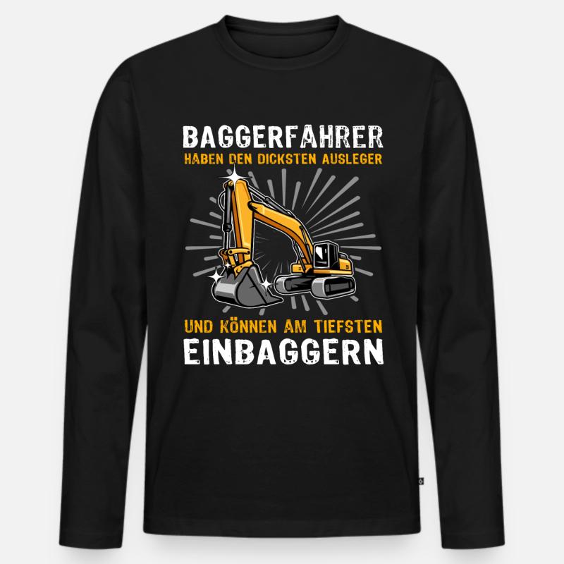 Bagger Baggerfahrer - Männer Premium Bio Langarmshirt - Schwarz