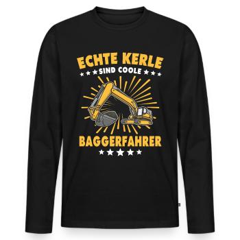 Bagger Baggerfahrer - Männer Premium Bio Langarmshirt - Schwarz - Vorne - Nico (187cm)