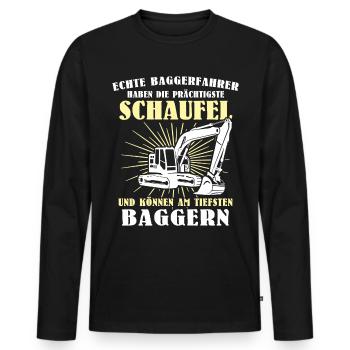 Bagger Baggerfahrer - Männer Premium Bio Langarmshirt - Schwarz - Vorne - Nico (187cm)