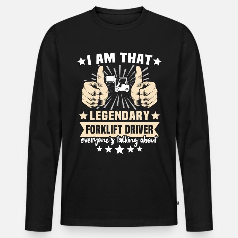 Stapler Gabelstapler - Männer Premium Bio Langarmshirt - Schwarz