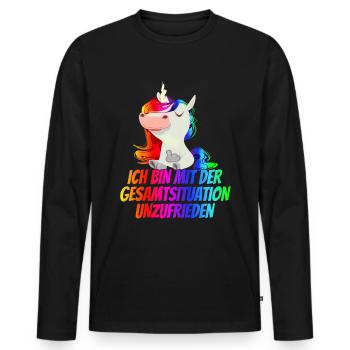 Ich bin mit der Gesamtsituation Unzufrieden - - Männer Premium Bio Langarmshirt - Schwarz - Vorne - Nico (187cm)