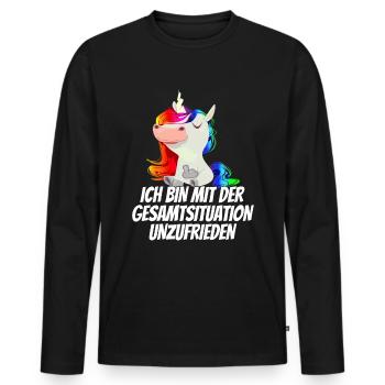 Ich bin mit der Gesamtsituation Unzufrieden - - Männer Premium Bio Langarmshirt - Schwarz - Vorne - Nico (187cm)
