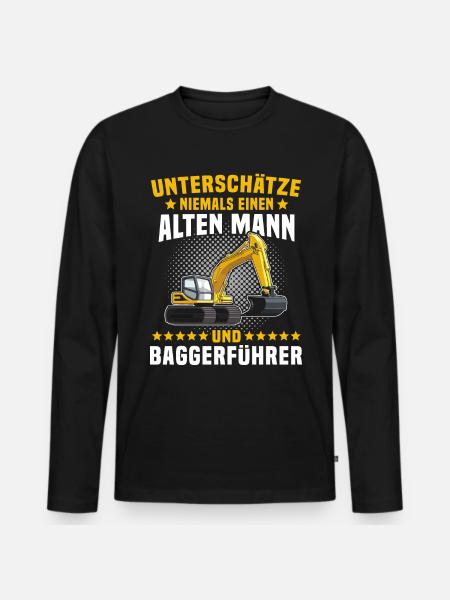 Baggerfahrer Bagger - Männer Premium Bio Langarmshirt - Schwarz