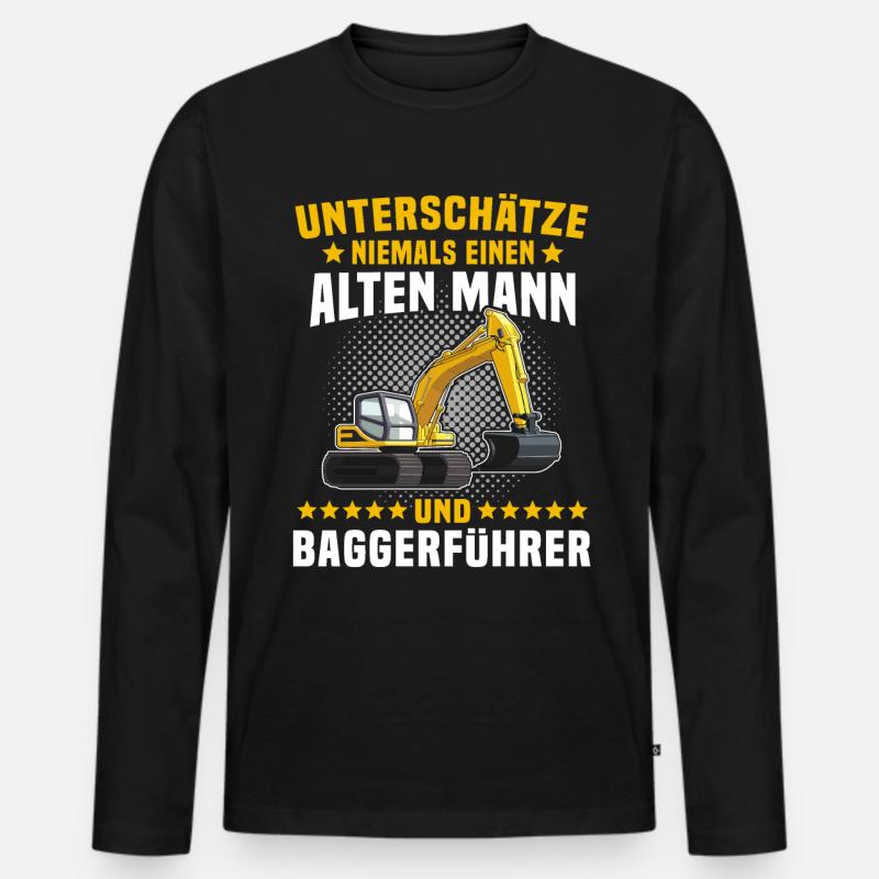 Baggerfahrer Bagger - Männer Premium Bio Langarmshirt - Schwarz