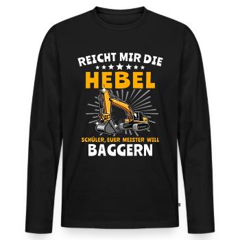 Baggerfahrer Bagger - Männer Premium Bio Langarmshirt - Schwarz - Vorne - Nico (187cm)