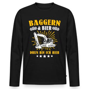 Baggerfahrer Bagger - Männer Premium Bio Langarmshirt - Schwarz - Vorne - Nico (187cm)