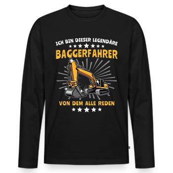Baggerfahrer Bagger - Männer Premium Bio Langarmshirt - Schwarz - Vorne - Nico (187cm)