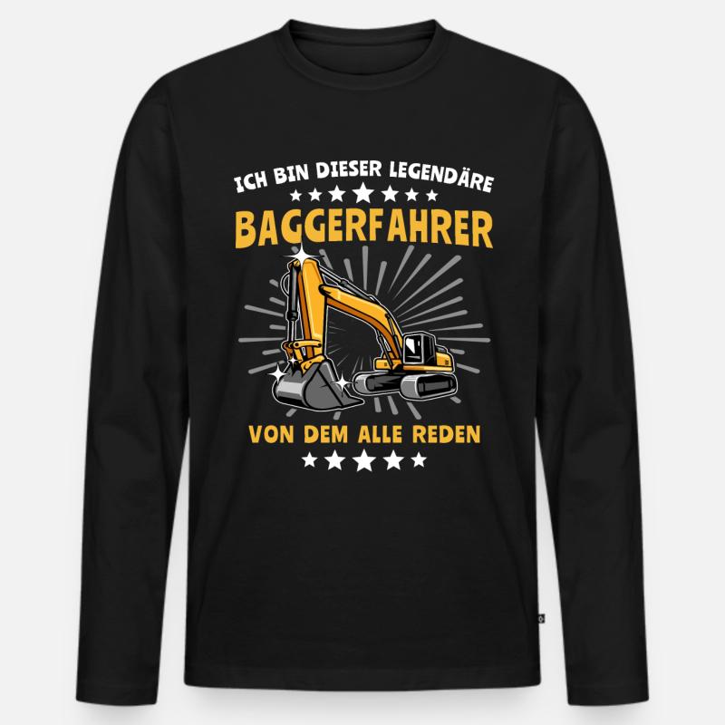 Baggerfahrer Bagger - Männer Premium Bio Langarmshirt - Schwarz