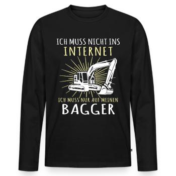 Baggerfahrer Bagger - Männer Premium Bio Langarmshirt - Schwarz - Vorne - Nico (187cm)