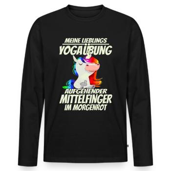 Meine lieblings Yoga Übung: Mittelfinger - Männer Premium Bio Langarmshirt - Schwarz - Vorne - Nico (187cm)