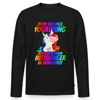 Meine lieblings Yoga Übung: Mittelfinger - Männer Premium Bio Langarmshirt - Schwarz - Vorne - Nico (187cm)