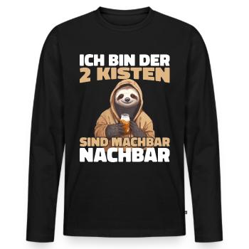 Ich Bin der 2 Kisten sind machbar Nachbar - Männer Premium Bio Langarmshirt - Schwarz - Vorne - Nico (187cm)