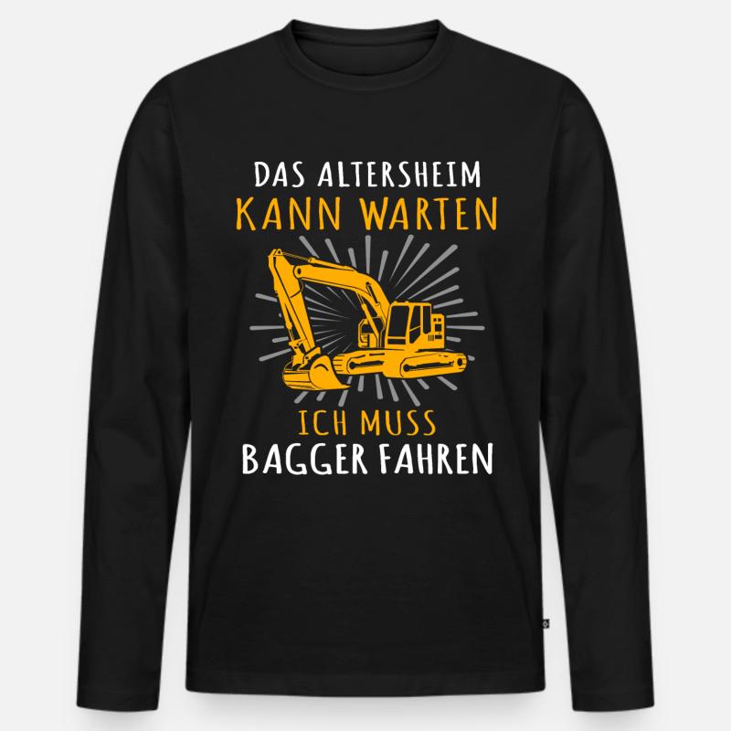 Baggerfahrer Bagger - Männer Premium Bio Langarmshirt - Schwarz