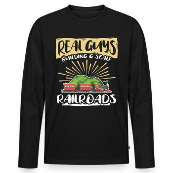 Gartenbahn Kerle Garteneisenbahn Spur G - Männer Premium Bio Langarmshirt - Schwarz - Vorne - Nico (187cm)