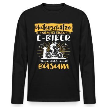 Büsum Ebike Büsumer Ebiker - Männer Premium Bio Langarmshirt - Schwarz - Vorne - Nico (187cm)