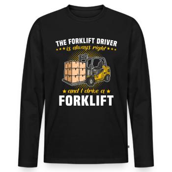 Le chariot élévateur est le conducteur de chariot élévateur droit - T-shirt manches longues Premium bio Homme - noir - Devant - Nico (187cm)