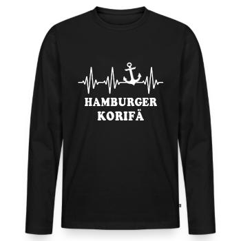Hamburg EKG Hamburger Herzlinie - Männer Premium Bio Langarmshirt - Schwarz - Vorne - Nico (187cm)
