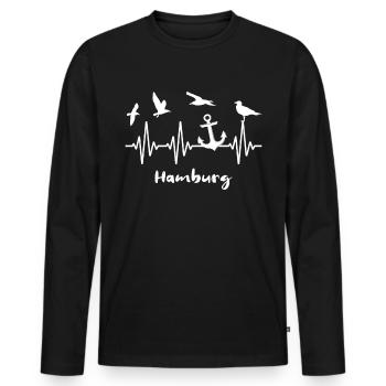 Hambourg ECG Hamburger Herzlinie - T-shirt manches longues Premium bio Homme - noir - Devant - Nico (187cm)
