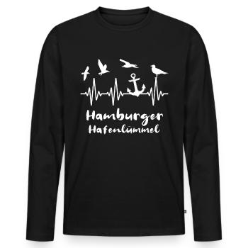 Hambourg ECG Hamburger Herzlinie - T-shirt manches longues Premium bio Homme - noir - Devant - Nico (187cm)