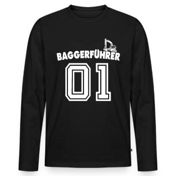 Baggerfahrer Bagger - Männer Premium Bio Langarmshirt - Schwarz - Vorne - Nico (187cm)