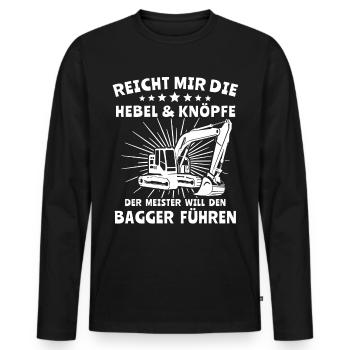 Baggerfahrer Bagger - Männer Premium Bio Langarmshirt - Schwarz - Vorne - Nico (187cm)