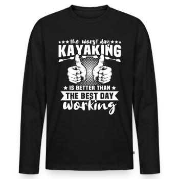 Kayaking Kayaker Kayak - Men's Premium Organic Long Sleeve Shirt - black - Front - Nico (187cm)
