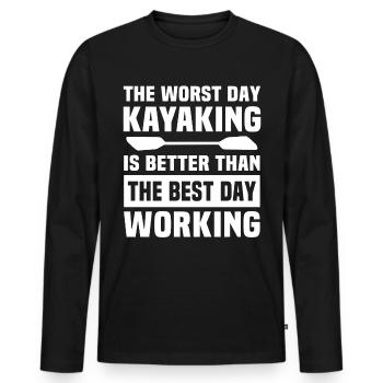 Kayaking Kayak Kayaker - Men's Premium Organic Long Sleeve Shirt - black - Front - Nico (187cm)