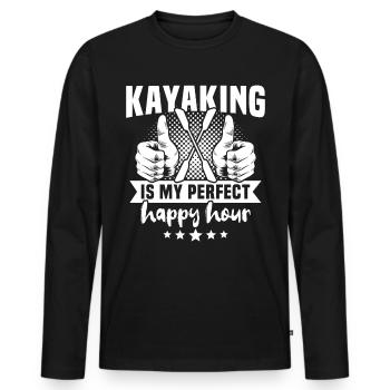 Kayaking Kayaker Kayak - Men's Premium Organic Long Sleeve Shirt - black - Front - Nico (187cm)