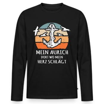 Auricher Sprüche Aurich - Männer Premium Bio Langarmshirt - Schwarz - Vorne - Nico (187cm)