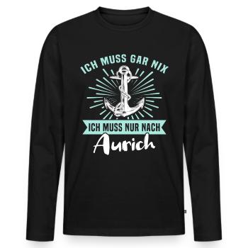 Auricher Sprüche Aurich - Männer Premium Bio Langarmshirt - Schwarz - Vorne - Nico (187cm)