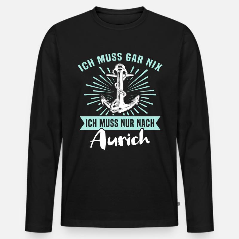 Auricher Sprüche Aurich - Männer Premium Bio Langarmshirt - Schwarz