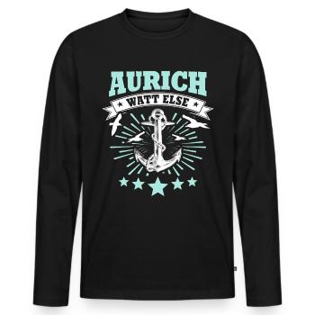 Auricher Sprüche Aurich - Männer Premium Bio Langarmshirt - Schwarz - Vorne - Nico (187cm)