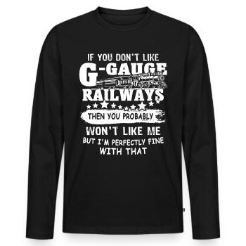 Voie de chemin de fer miniature G chemin de fer de jardin - T-shirt manches longues Premium bio Homme - noir - Devant - Nico (187cm)