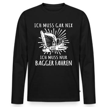 Baggerfuehrer Baggerfahrer - Männer Premium Bio Langarmshirt - Schwarz - Vorne - Nico (187cm)
