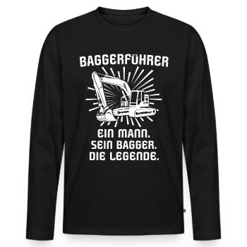 Baggerfuehrer Baggerfahrer - Männer Premium Bio Langarmshirt - Schwarz - Vorne - Nico (187cm)
