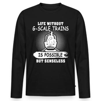 Garteneisenbahn Modellbahn Spur G - Männer Premium Bio Langarmshirt - Schwarz - Vorne - Nico (187cm)